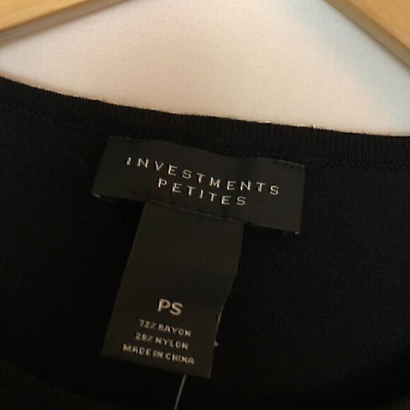 NEW INVESTMENTS PETITE Black Beaded Bead Holiday Rayon Crewneck Sweater PS SP - Picture 5 of 7